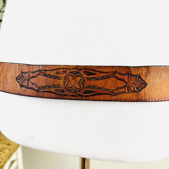 Collectible Chambers Belt Co. Brown Tooled Leather Silver Horse Head Buckle 42" - Picture 8 of 12